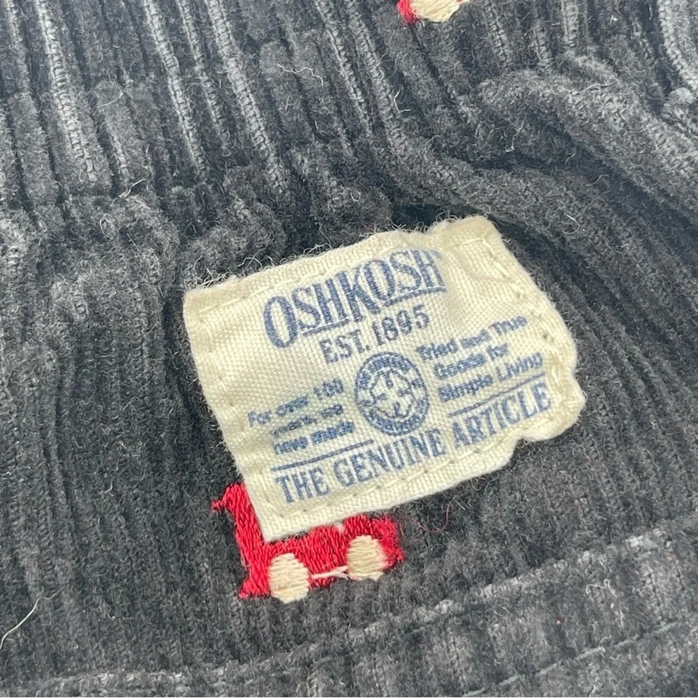 Vtg Oshkosh Toddler Boys Size 12 mos Black Corduroy Train Pants w/Sweater Vest